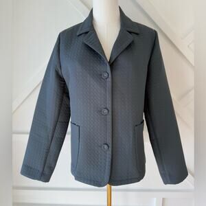Isda & Co Grey Circle Quilted Collared Button Up Blazer Jacket Size Large